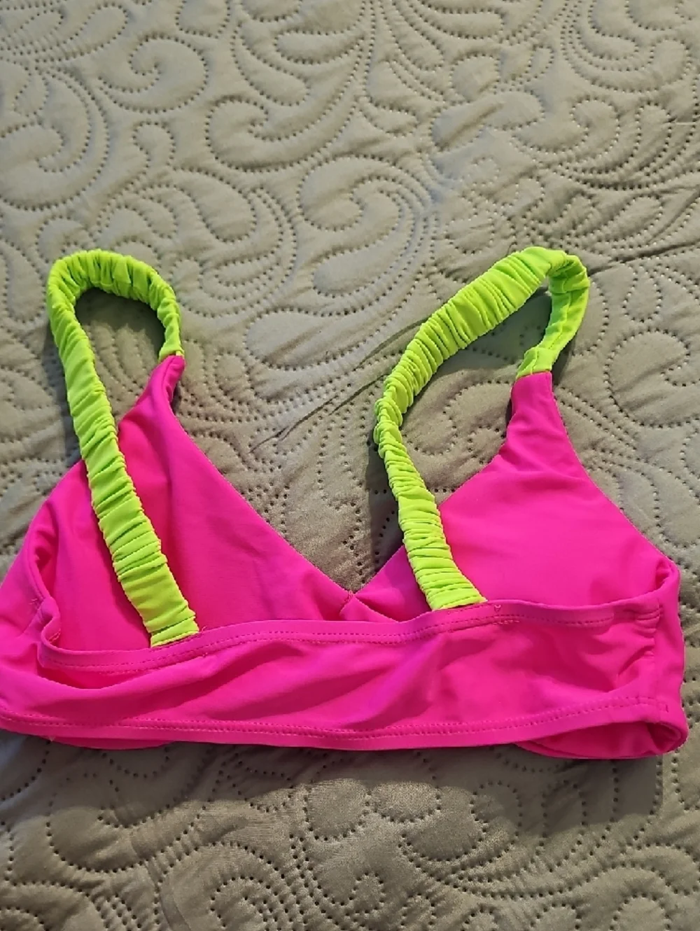 Neon Pink Bikini Set with Lime Accent